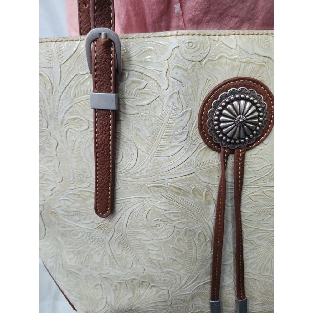 American West bandana tote bag cowgirl, rodeo faux tooled look - Picture 2 of 6